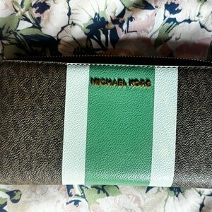 Michael Kors Brown and Mint Wallet